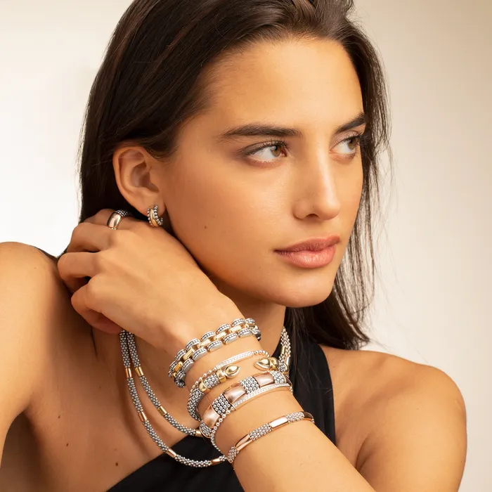 Bracelets LAGOS High Bar Rose Gold Station Caviar Bracelet 12mm Bracelets LAGOS High Bar Rose Gold Station Caviar Bracelet 12mm