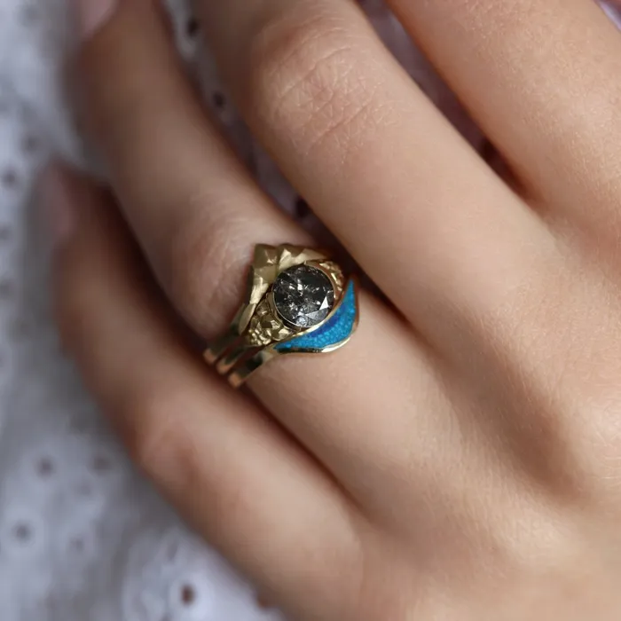 Capucinne Rings Lilah Salt Pepper Diamond Ring Set