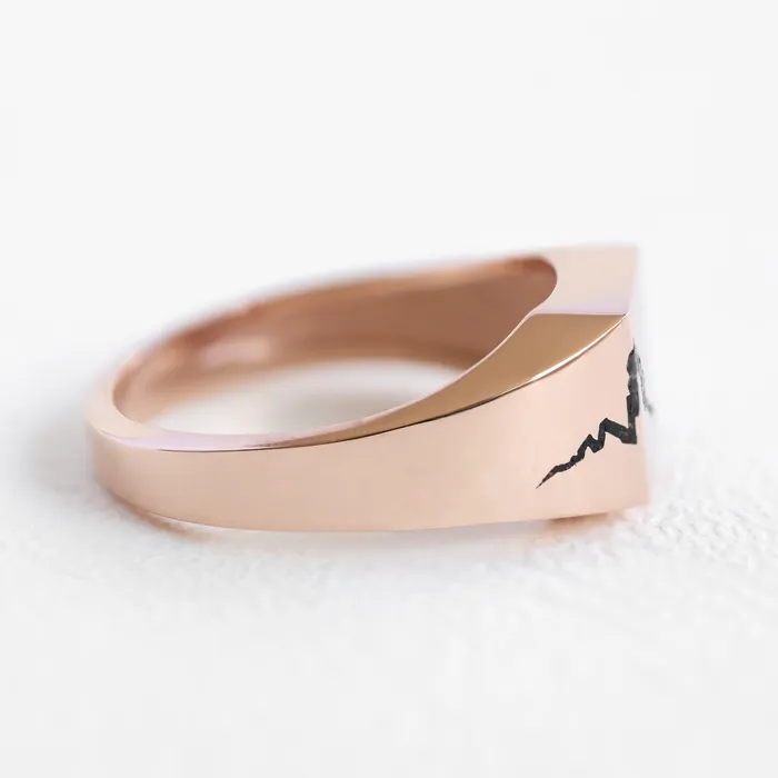 Capucinne Rings Orson cracked signet ring with black inlay Ready to Ship