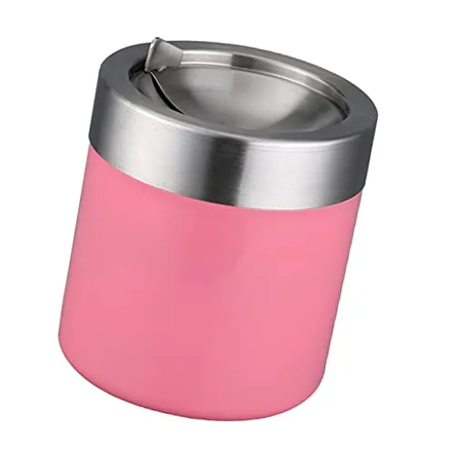 Dropshipped via Social Commerce Network Bracelets UJEAVETTE Stainless Steel Ashtray Desktop Mini Trash Can Stand Holder Ash Tray Pink