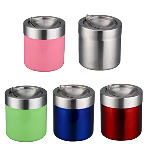 Dropshipped via Social Commerce Network Bracelets UJEAVETTE Stainless Steel Ashtray Desktop Mini Trash Can Stand Holder Ash Tray Pink