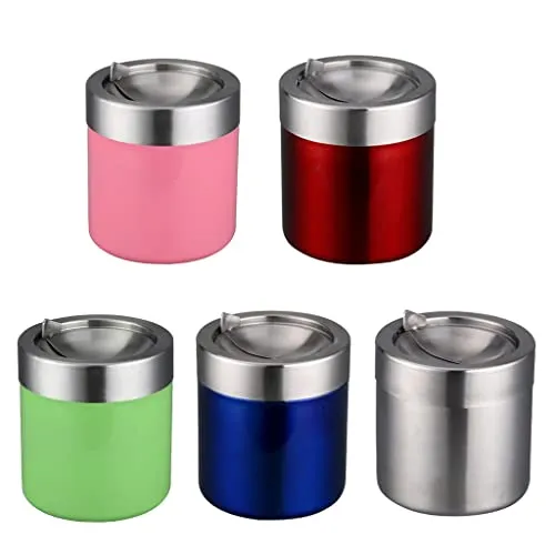 Dropshipped via Social Commerce Network Bracelets UJEAVETTE Stainless Steel Ashtray Desktop Mini Trash Can Stand Holder Ash Tray Pink