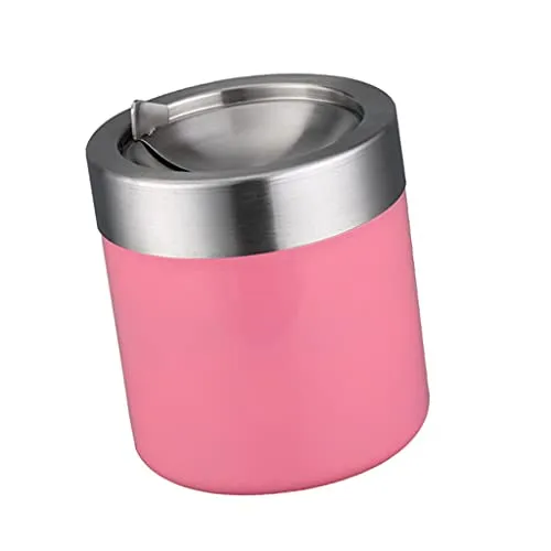 Dropshipped via Social Commerce Network Bracelets UJEAVETTE Stainless Steel Ashtray Desktop Mini Trash Can Stand Holder Ash Tray Pink