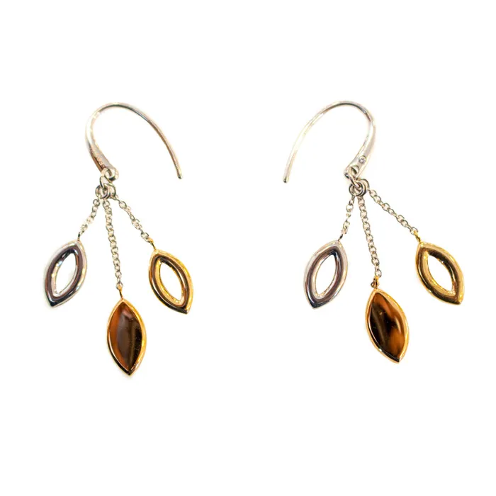 Earrings Fossil Fossil Earrings Base Metal With TriColor Leaf Shape