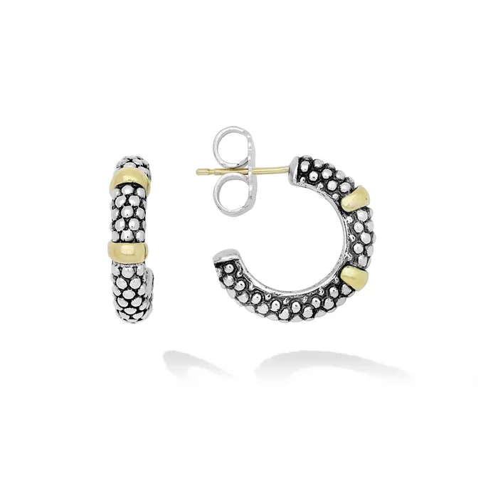 Earrings Lagos Signature Caviar TwoTone Caviar Huggie Earrings