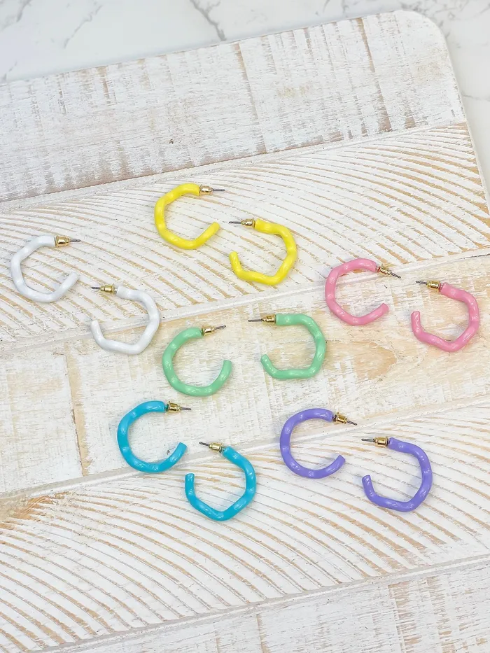 Enamel Coated Hoop Earrings Yellow Prep Obsessed RS Earrings