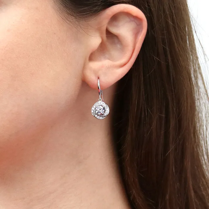 Flower Woven CZ Fish Hook Earrings in Sterling Silver BERRICLE Earrings