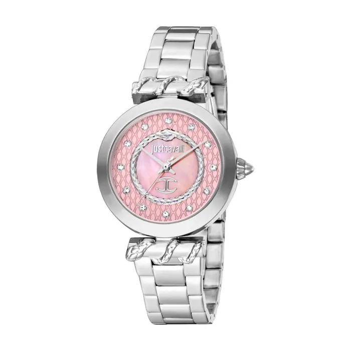 Just Cavalli Womens Silver ColorWatch With Light Pink MOP Dial And Stainless Steel Metal Bracelet Just Cavalli Bracelets Just Cavalli Womens Silver ColorWatch With Light Pink MOP Dial And Stainless Steel Metal Bracelet Just Cavalli Bracelets
