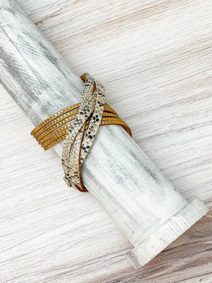 Prep Obsessed CT Rhinestone Snake Wrap Bracelet Bracelets