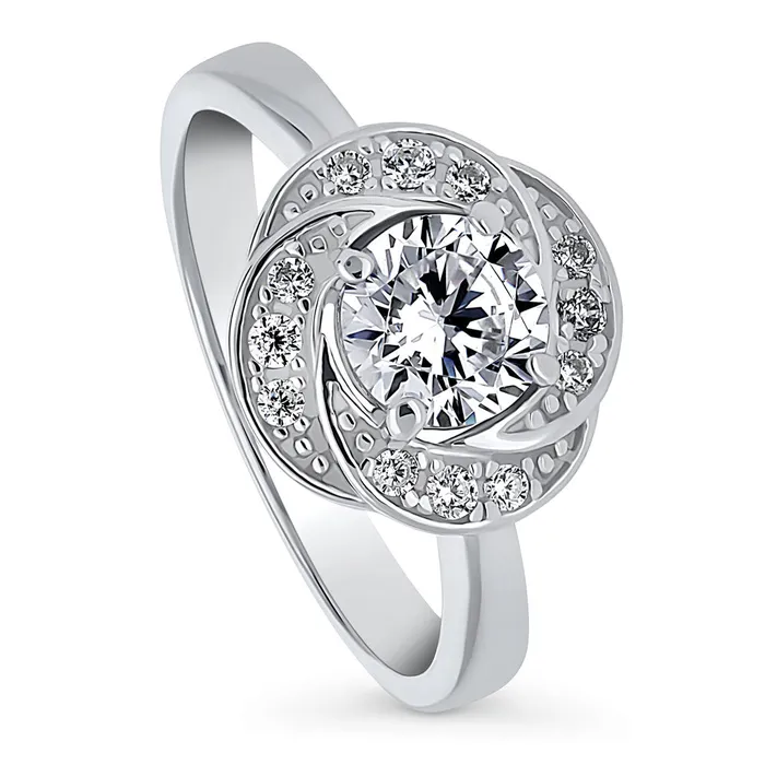 Rings BERRICLE Flower Woven CZ Ring in Sterling Silver