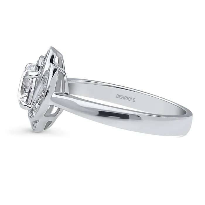 Rings BERRICLE Flower Woven CZ Ring in Sterling Silver
