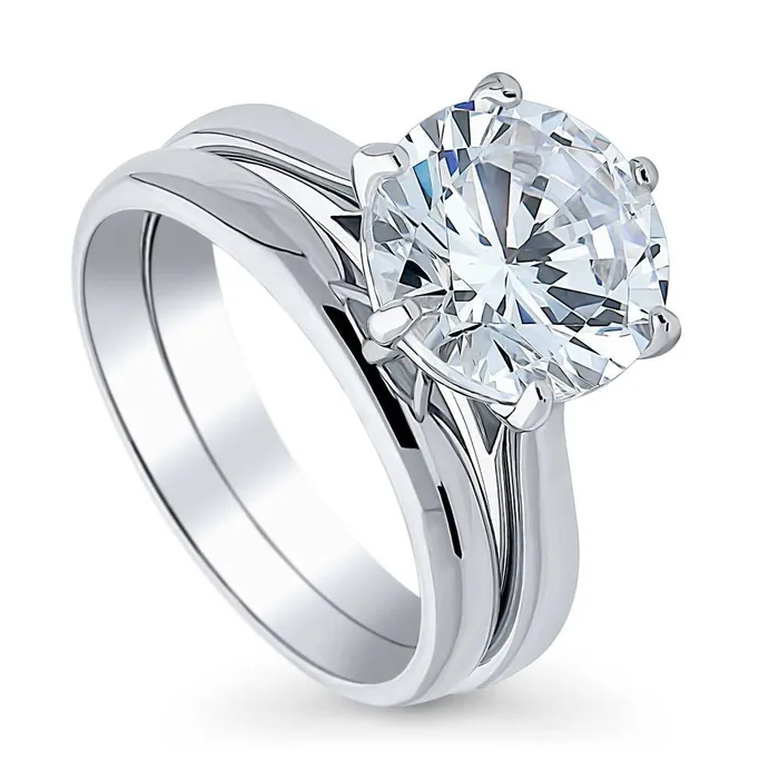 Rings BERRICLE Solitaire 38ct CZ Ring Set in Sterling Silver