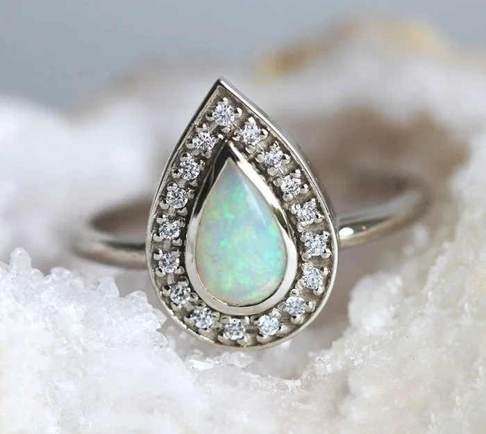 Rings capucinne Denise Opal Diamond Ring Ready to Ship