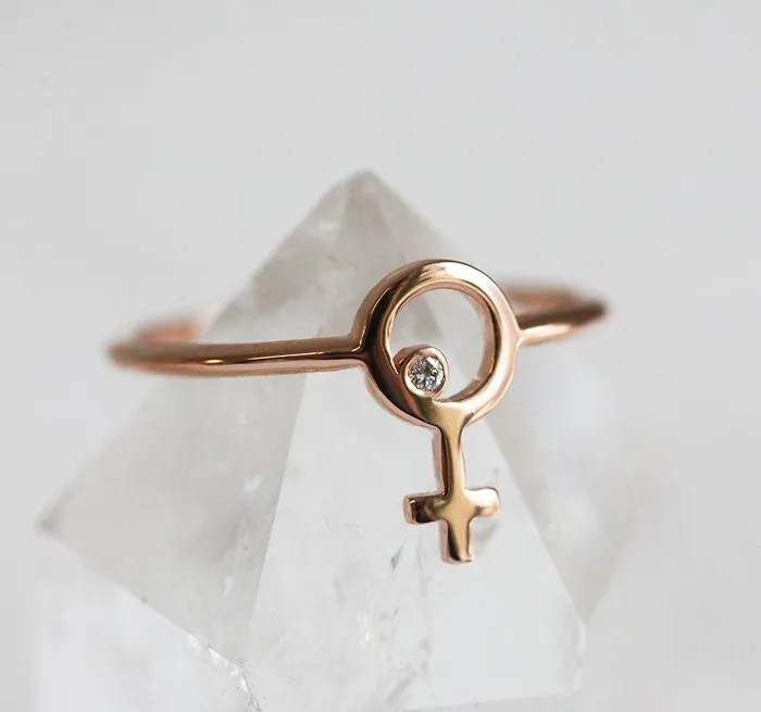Rings Capucinne Diamond Ring Rose Gold Female Symbol Ring