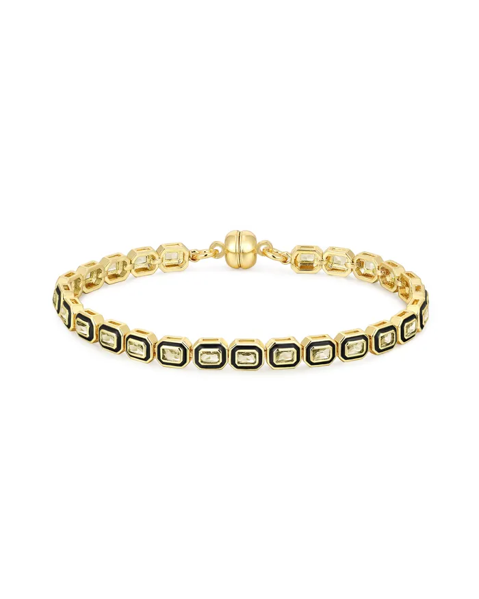 Bezel Emerald Ballier Tennis Bracelet Black Gold Luv Aj Bracelets