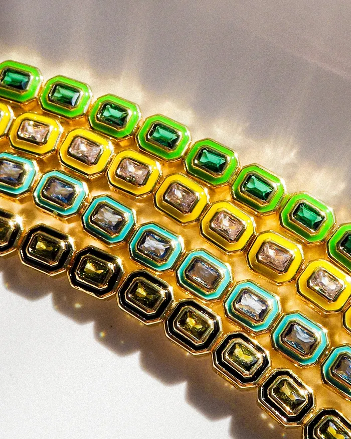 Bezel Emerald Ballier Tennis Bracelet Black Gold Luv Aj Bracelets
