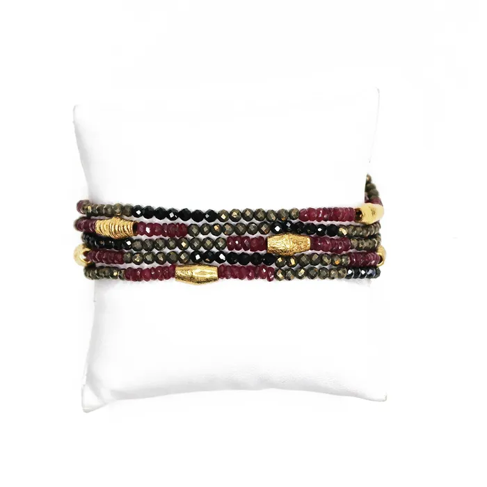 Bracelets Q Evon Spinel Ruby and Gold MultiStrand Bracelet