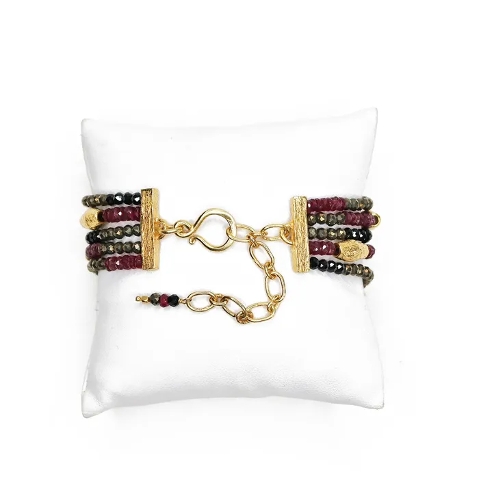 Bracelets Q Evon Spinel Ruby and Gold MultiStrand Bracelet