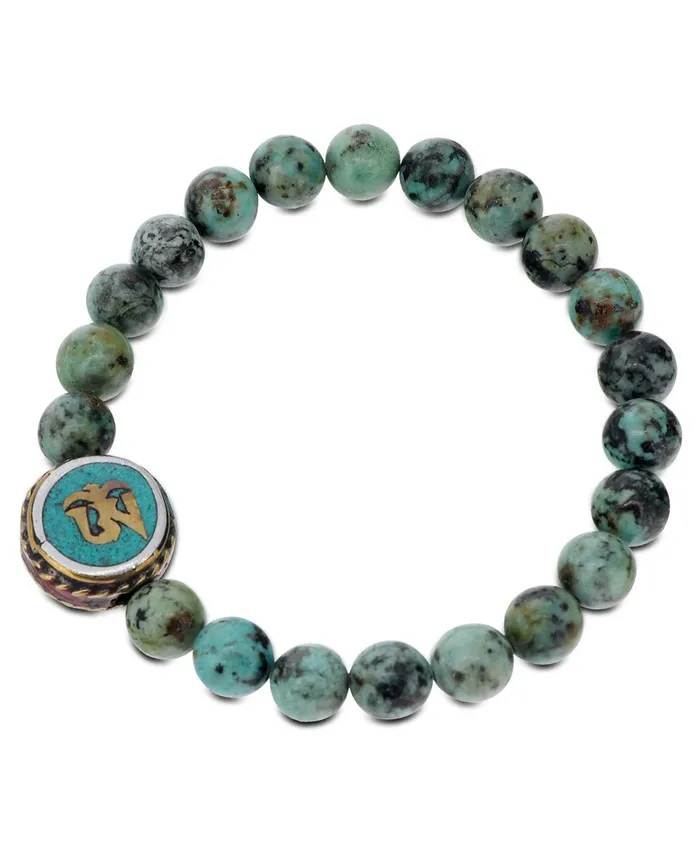 Buddha Groove Bracelets African Turquoise Tibetan Om Stretch Bracelet