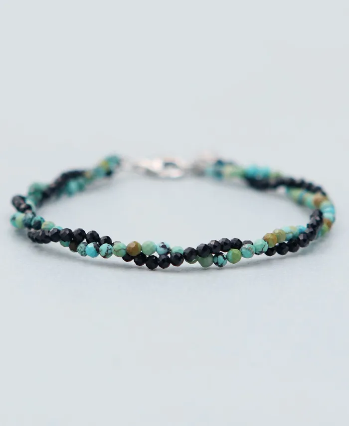 Buddha Groove Bracelets Onyx and Turquoise Twist Bracelet for Protection