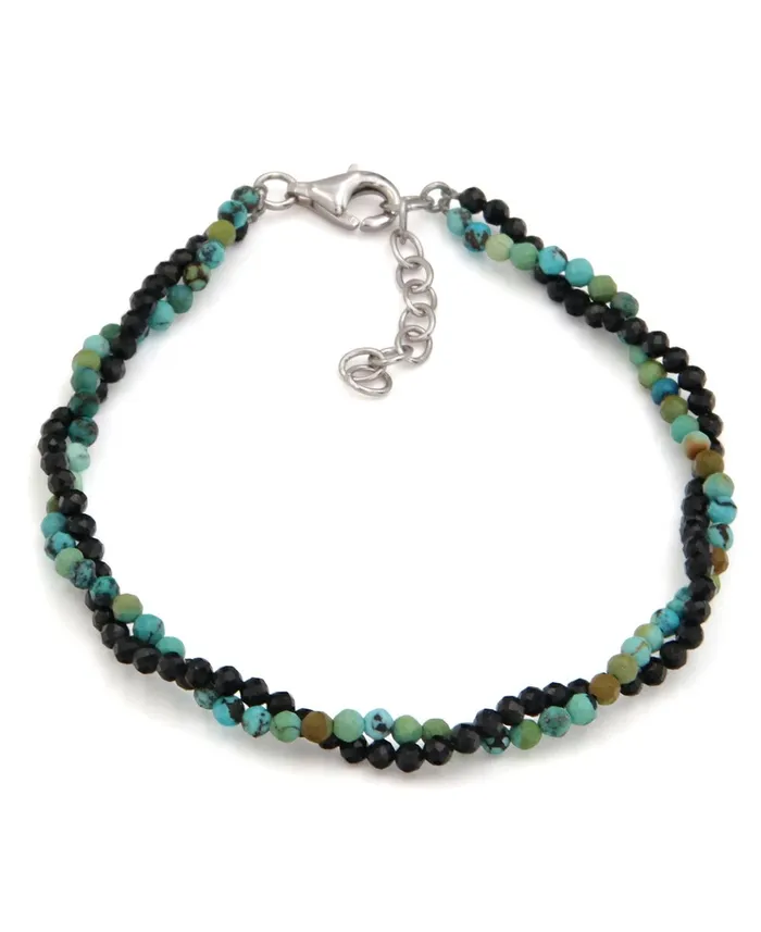 Buddha Groove Bracelets Onyx and Turquoise Twist Bracelet for Protection
