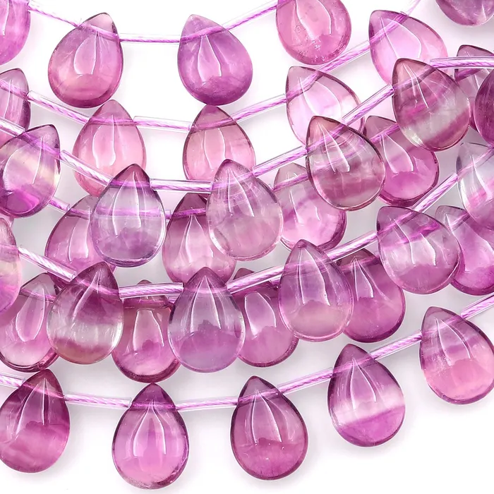 Earrings Intrinsic Trading Natural Pink Purple Fluorite Smooth Briolette Teardrop Beads 14x10mm Good for Earrings 8 Strand