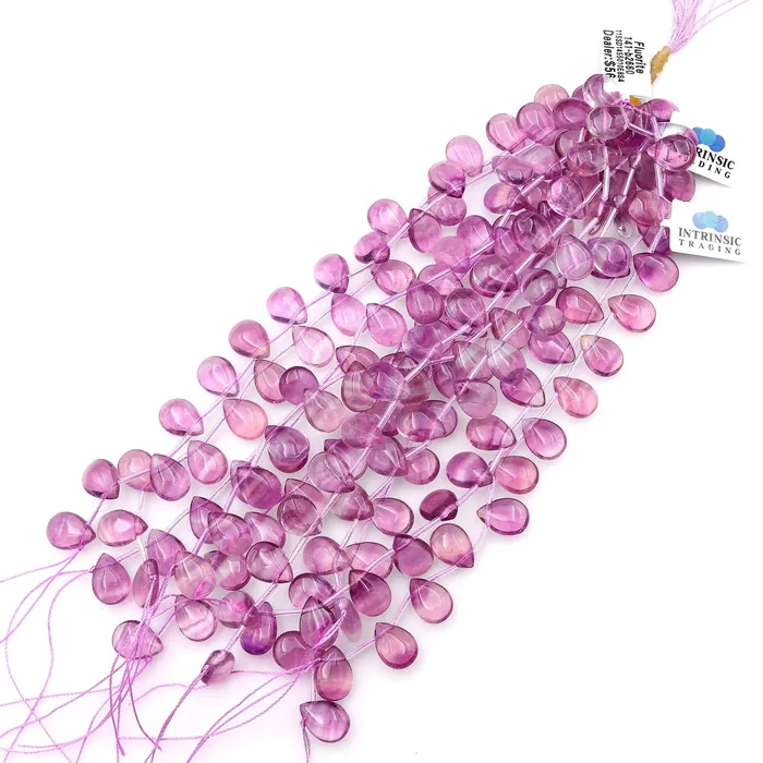 Earrings Intrinsic Trading Natural Pink Purple Fluorite Smooth Briolette Teardrop Beads 14x10mm Good for Earrings 8 Strand