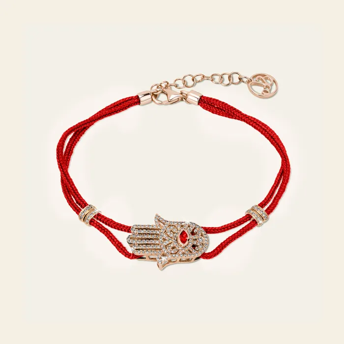 Hand crafted in 18k rose gold and set with 166 highquality round brilliant cut white diamonds and marquise ruby Bracelets Hamsa Diamond Bracelet Hand crafted in 18k rose gold and set with 166 highquality round brilliant cut white diamonds and marquise ruby Bracelets Hamsa Diamond Bracelet