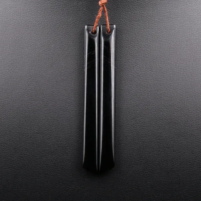 Intrinsic Trading Earrings Drilled Natural Black Obsidian Super Long Linear Spike Earring Pair Matched Rectangle Gemstone Cabochon Beads
