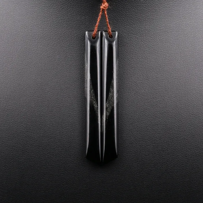 Intrinsic Trading Earrings Drilled Natural Black Obsidian Super Long Linear Spike Earring Pair Matched Rectangle Gemstone Cabochon Beads