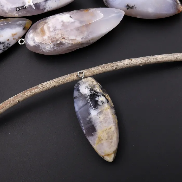 Intrinsic Trading Necklaces Natural Angel Chalcedony Pendant Teardrop Pendulum