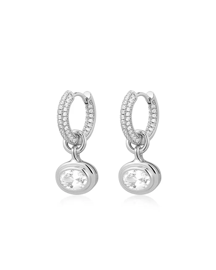 Luv Aj Charm Necklaces The Oval Double Bezel Charm Huggies Luv Aj Charm Necklaces The Oval Double Bezel Charm Huggies