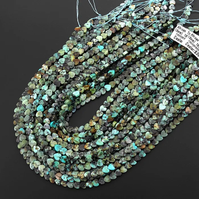 Natural African Turquoise Carved 4mm 6mm Heart Beads Gemstone 155 Strand Intrinsic Trading Necklaces