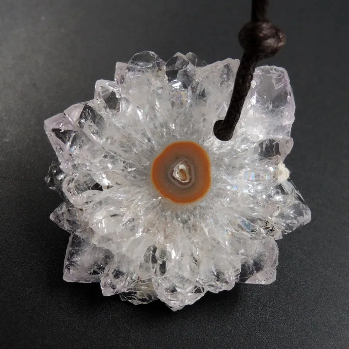 Necklaces Intrinsic Trading Amethyst Stalactite Flower Pendant Drilled Stalactite Slice Freeform Irregular Natural Stone Pendant P1619
