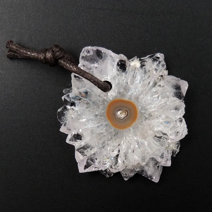 Necklaces Intrinsic Trading Amethyst Stalactite Flower Pendant Drilled Stalactite Slice Freeform Irregular Natural Stone Pendant P1619