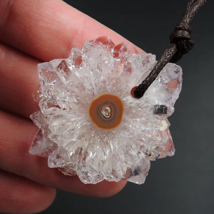 Necklaces Intrinsic Trading Amethyst Stalactite Flower Pendant Drilled Stalactite Slice Freeform Irregular Natural Stone Pendant P1619