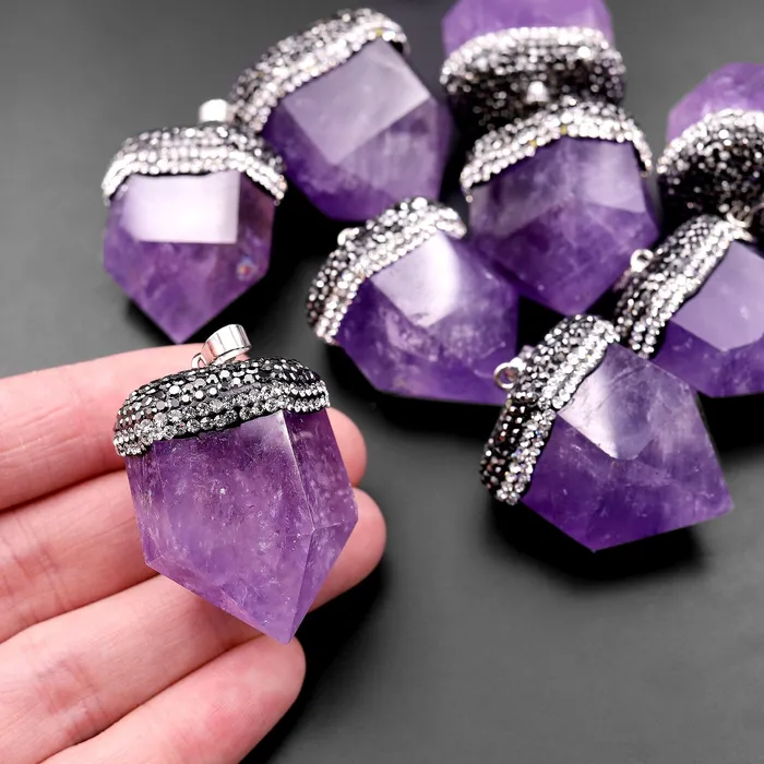 Necklaces Natural Lilac Purple Amethyst Thick Obelisk Point Pendant Pendulum Crystal Intrinsic Trading Necklaces Natural Lilac Purple Amethyst Thick Obelisk Point Pendant Pendulum Crystal Intrinsic Trading