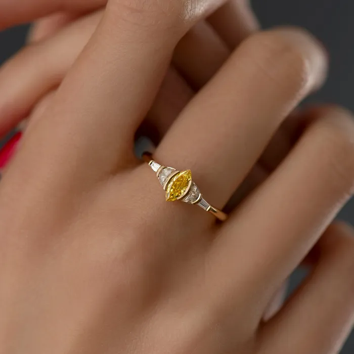 Rings ARTEMER Callisto OOAK Fancy Yellow Marquise Diamond Ring