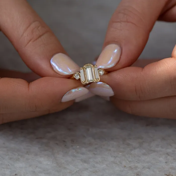 Triple Baguette Diamond Wave Ring ARTEMER Rings