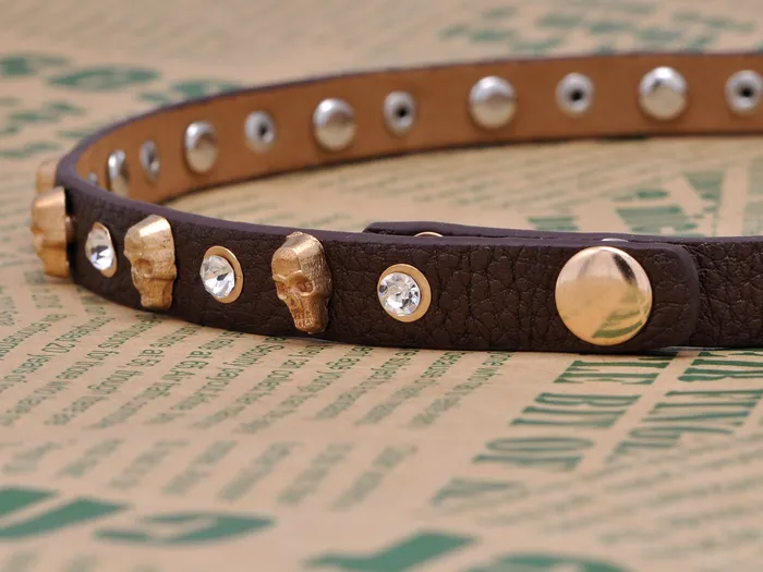 Alilang Bracelets Brown Leather Punk Rock Style Skull Head Bracelet Alilang Bracelets Brown Leather Punk Rock Style Skull Head Bracelet