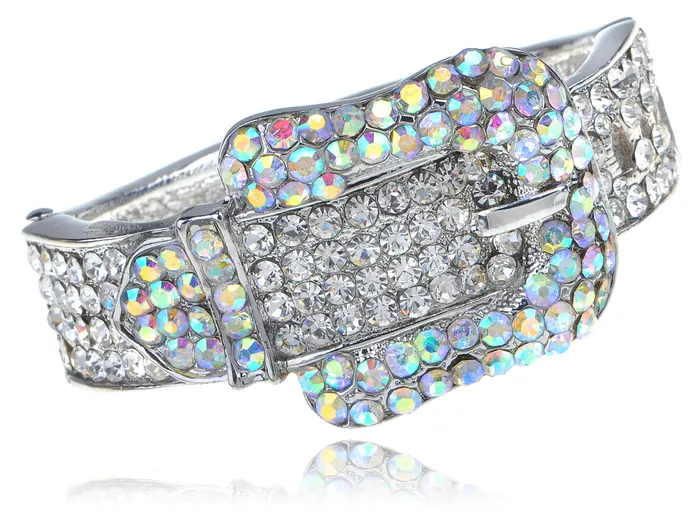 Alilang Bracelets Iridescent Colored Belt Buckle Cuff Bracelet
