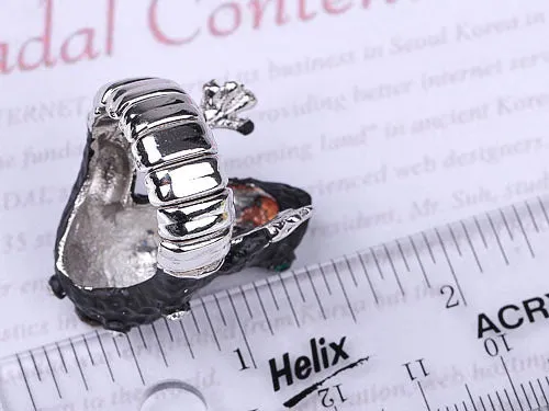 Alilang Ebony Dark Painted Enamel Eye Frog Toad Topaz Ring Rings