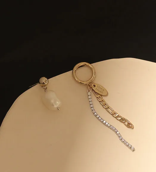 Asymmetrical Pearl Tassel Earrings Refined by AnnaKaci Earrings