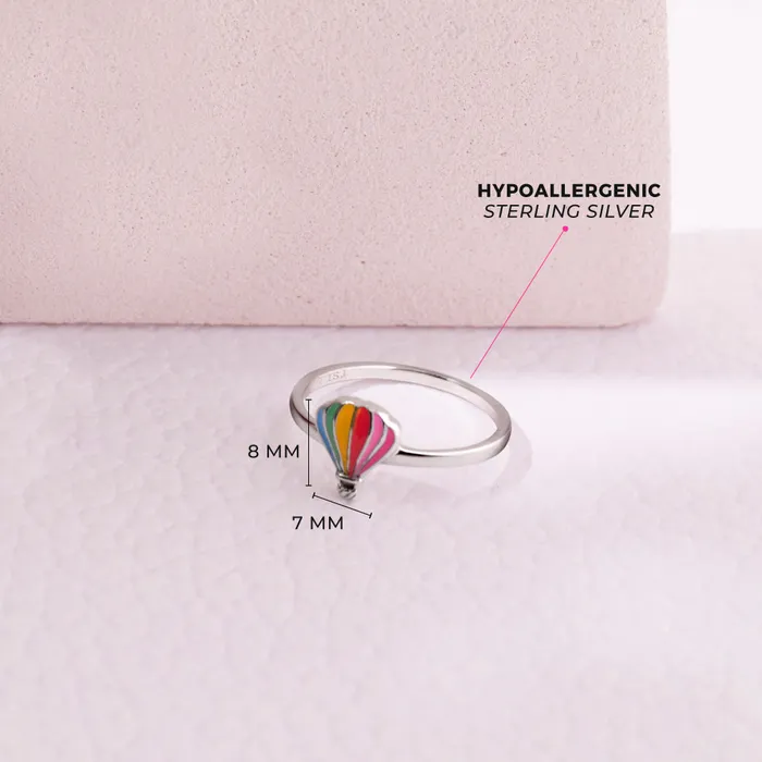 Baby Final Sale Rings Hot Air Balloon Size 35 Baby Toddler Kids Ring Enamel Sterling Silver