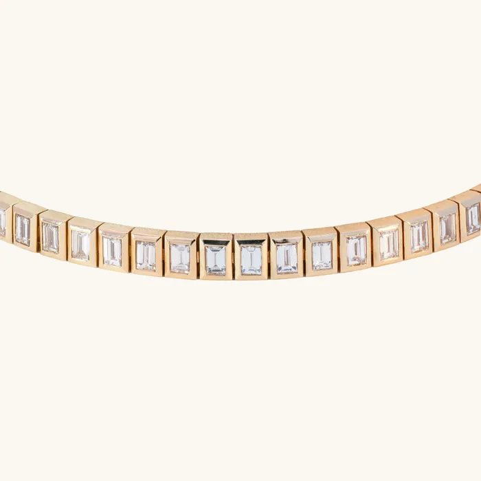 Bezel Set Baguette Lab Diamond Tennis Bracelet Happy Jewelers Bracelets