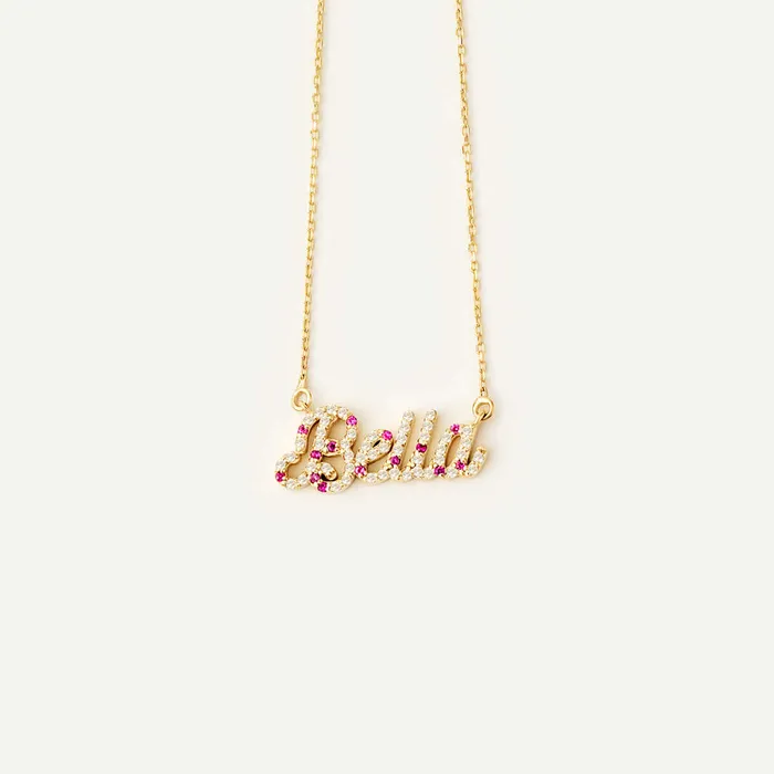 Birthstone Diamond Pave Name Necklace Gelin Diamond Necklaces