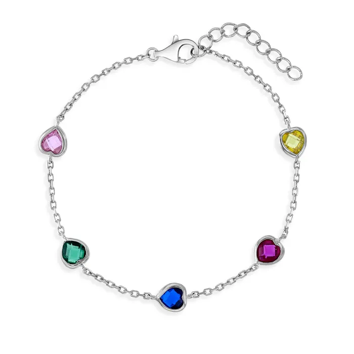 Bracelets 6 7 Multicolored Heart CZ Kids Girls Bracelet Sterling Silver Kids Chain Link Bracelets Bracelets 6 7 Multicolored Heart CZ Kids Girls Bracelet Sterling Silver Kids Chain Link Bracelets