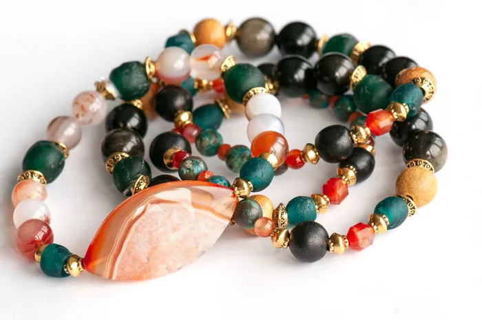 Bracelets Fierce Lynx Designs Voyage to Nairobi Carnelian and Obsidian Bracelet Set