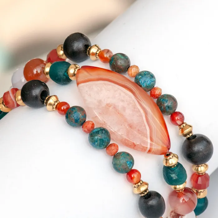 Bracelets Fierce Lynx Designs Voyage to Nairobi Carnelian and Obsidian Bracelet Set