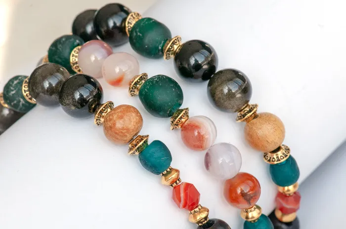 Bracelets Fierce Lynx Designs Voyage to Nairobi Carnelian and Obsidian Bracelet Set